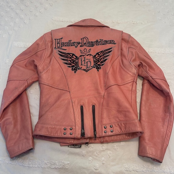 Harley Davidson Pink Genuine Leather Jacket - Picture 2 of 7